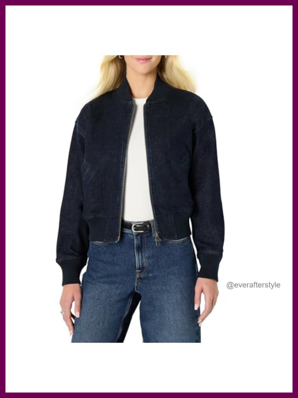 Relaxed Fit Stretch Denim Bomber Jacket Padded Water-Repellent